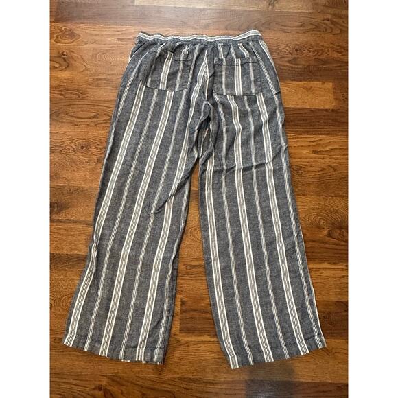 Old Navy Women's Linen Blend Blue Striped Pants - Large Chic Costal Style - Picture 2 of 7